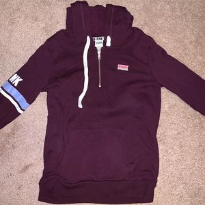 Maroon PINK Quarter-Zip Hoodie